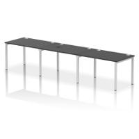 Impulse Bench Single Row 3 Person 1200 Silver Frame Office Bench Desk Black