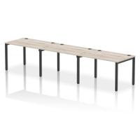 Impulse Bench Single Row 3 Person 1200 Black Frame Office Bench Desk Grey Oak