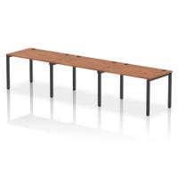 Impulse Bench Single Row 3 Person 1200 Black Frame Office Bench Desk Walnut