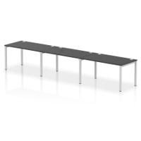 Impulse Bench Single Row 3 Person 1400 Silver Frame Office Bench Desk Black