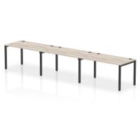 Impulse Bench Single Row 3 Person 1400 Black Frame Office Bench Desk Grey Oak