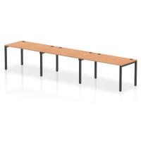 Impulse Bench Single Row 3 Person 1400 Black Frame Office Bench Desk Oak