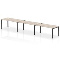 Impulse Bench Single Row 3 Person 1600 Black Frame Office Bench Desk Grey Oak