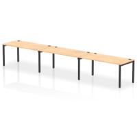 Impulse Bench Single Row 3 Person 1600 Black Frame Office Bench Desk Maple
