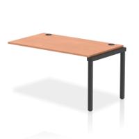 Impulse Bench Single Row Ext Kit 1400 Black Frame Office Bench Desk Beech