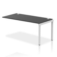 Impulse Bench Single Row Ext Kit 1600 Silver Frame Office Bench Desk Black
