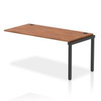 Impulse Bench Single Row Ext Kit 1600 Black Frame Office Bench Desk Walnut