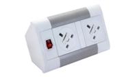 Impulse Desktop Module 2 x UK Sockets, 1 x Neon Switch, 1 x 500mm Lead to 3 Pole Connector in White