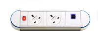 Impulse Desktop Module 2 x UK Sockets (3.15A), 1 x Neon Switch 1 x 500mm Lead to 3 Pole Connector, 1 x Smart Charge in Black