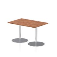 Italia 1200 x 800mm Poseur Rectangular Table Walnut Top 720mm High Silver Leg