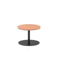 Italia 600mm Round Coffee Table Beech Top 475mm High Black Leg