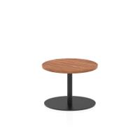Italia 600mm Round Coffee Table Walnut Top 475mm High Black Leg