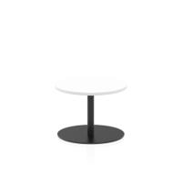 Italia 600mm Round Coffee Table White Top 475mm High Black Leg