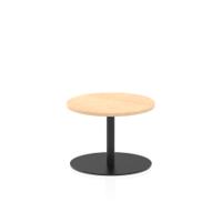 Italia 600mm Round Coffee Table Maple Top 475mm High Black Leg