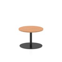 Italia 600mm Round Coffee Table Oak Top 475mm High Black Leg