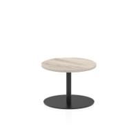 Italia 600mm Round Coffee Table Grey Oak Top 475mm High Black Leg