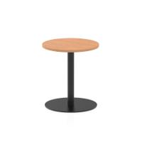 Italia 600mm Poseur Round Table Oak Top 720mm High Black Leg
