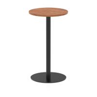 Italia 600mm Poseur Round Table Walnut Top 1145mm High Black Leg
