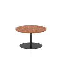 Italia 800mm Round Coffee Table Walnut Top 475mm High Black Leg
