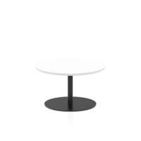 Italia 800mm Round Coffee Table White Top 475mm High Black Leg
