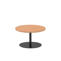 Italia 800mm Round Coffee Table Oak Top 475mm High Black Leg