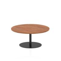 Italia 1000mm Round Coffee Table Walnut Top 475mm High Black Leg
