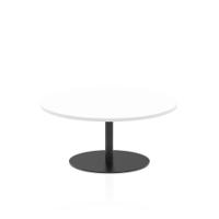Italia 1000mm Round Coffee Table White Top 475mm High Black Leg