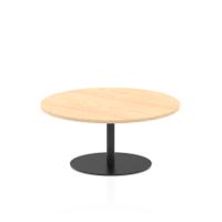 Italia 1000mm Round Coffee Table Maple Top 475mm High Black Leg