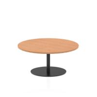 Italia 1000mm Round Coffee Table Oak Top 475mm High Black Leg