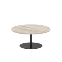 Italia 1000mm Round Coffee Table Grey Oak Top 475mm High Black Leg