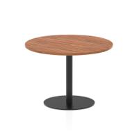 Italia 1000mm Poseur Round Table Walnut Top 720mm High Black Leg
