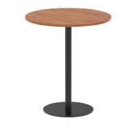 Italia 1000mm Poseur Round Table Walnut Top 1145mm High Black Leg