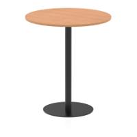 Italia 1000mm Poseur Round Table Oak Top 1145mm High Black Leg