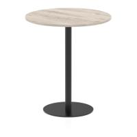 Italia 1000mm Poseur Round Table Grey Oak Top 1145mm High Black Leg