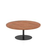Italia 1200mm Round Coffee Table Walnut Top 475mm High Black Leg