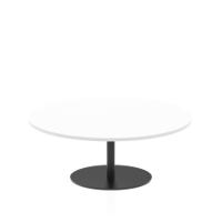 Italia 1200mm Round Coffee Table White Top 475mm High Black Leg