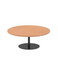 Italia 1200mm Round Coffee Table Oak Top 475mm High Black Leg
