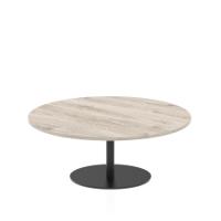 Italia 1200mm Round Coffee Table Grey Oak Top 475mm High Black Leg