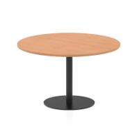 Italia 1200mm Poseur Round Table Oak Top 720mm High Black Leg
