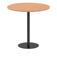 Italia 1200mm Poseur Round Table Oak Top 1145mm High Black Leg