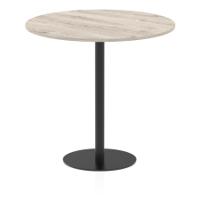 Italia 1200mm Poseur Round Table Grey Oak Top 1145mm High Black Leg