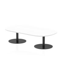 Italia 1800mm Boardroom Coffee Table White Top 475mm High Black Leg