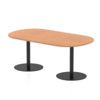 Italia 1800mm Poseur Boardroom Table Oak Top 720mm High Black Leg