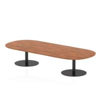 Italia 2400mm Boardroom Coffee Table Walnut Top 475mm High Black Leg