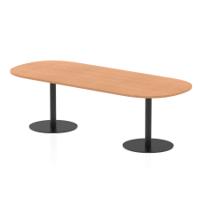 Italia 2400mm Poseur Boardroom Table Oak Top 720mm High Black Leg