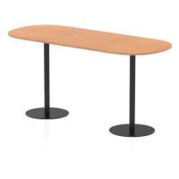 Italia 2400mm Poseur Boardroom Table Oak Top 1145mm High Black Leg