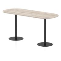 Italia 2400mm Poseur Boardroom Table Grey Oak Top 1145mm High Black Leg