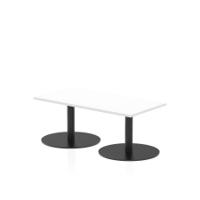 Italia 1200 x 600mm Rectangular Coffee Table White Top 475mm High Black Leg