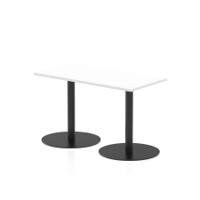 Italia 1200 x 600mm Poseur Rectangular Table White Top 720mm High Black Leg