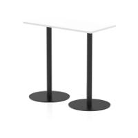 Italia 1200 x 600mm Poseur Rectangular Table White Top 1145mm High Black Leg